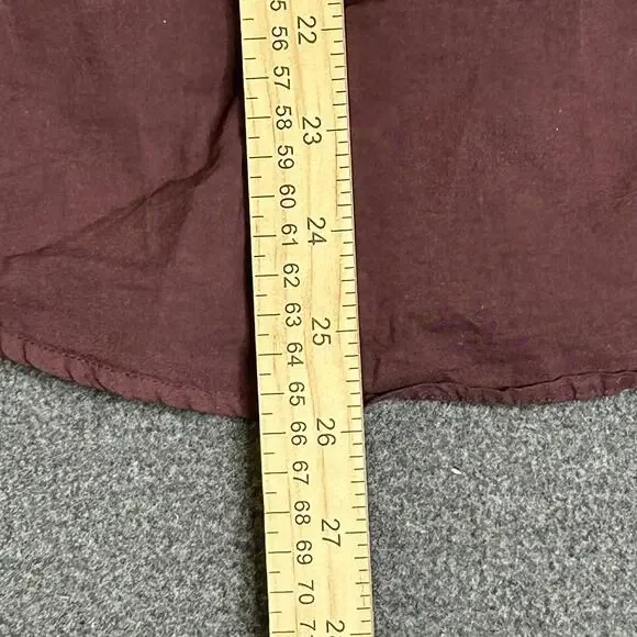 James Perse Shirt Womens 3 Burgundy Button Front Roll Tab Sleeve Cotton Slim Fit - Picture 8 of 10